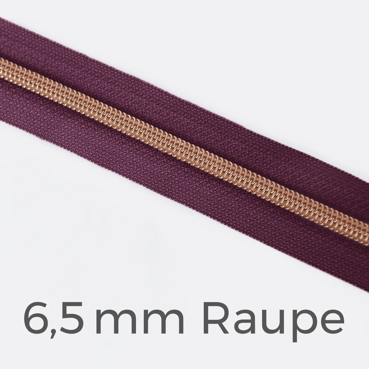 Reißverschluss Meterware Metallisiert Kupfer 6,5mm Beere D230