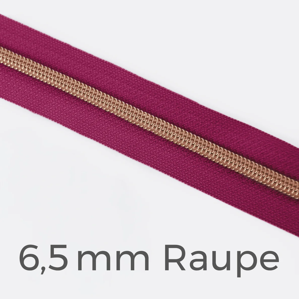 Reißverschluss Meterware Metallisiert Kupfer 6,5mm Fuchsia D258