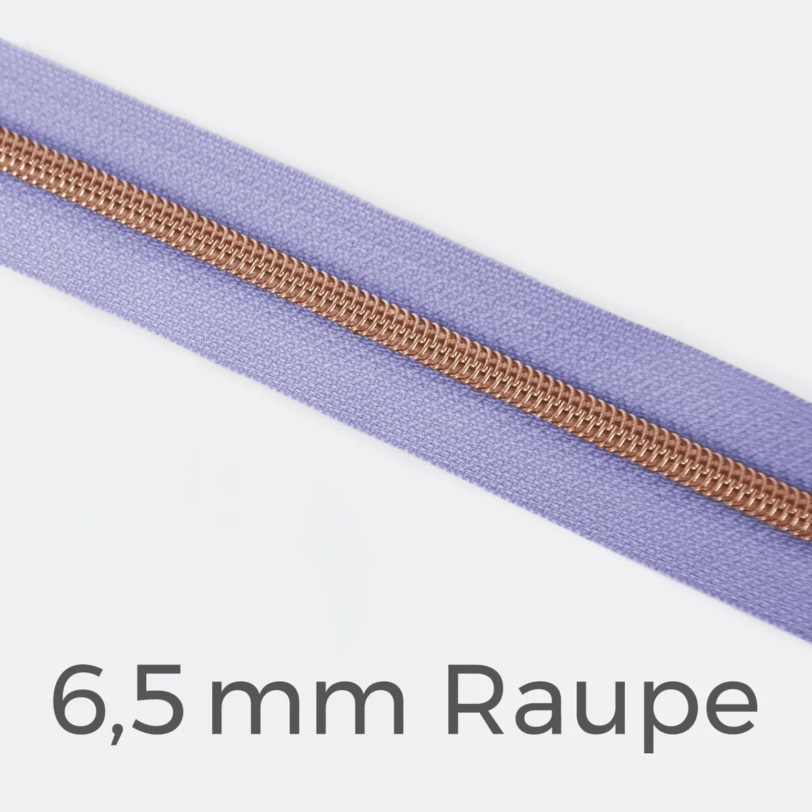 Reißverschluss Meterware Metallisiert Kupfer 6,5mm Helles Flieder D268