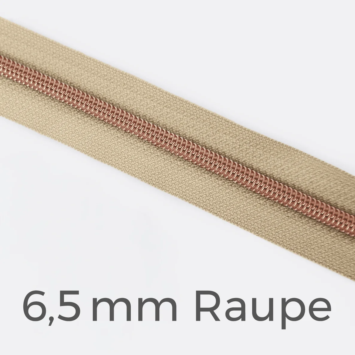 Reißverschluss Meterware Metallisiert Kupfer 6,5mm Beige D371