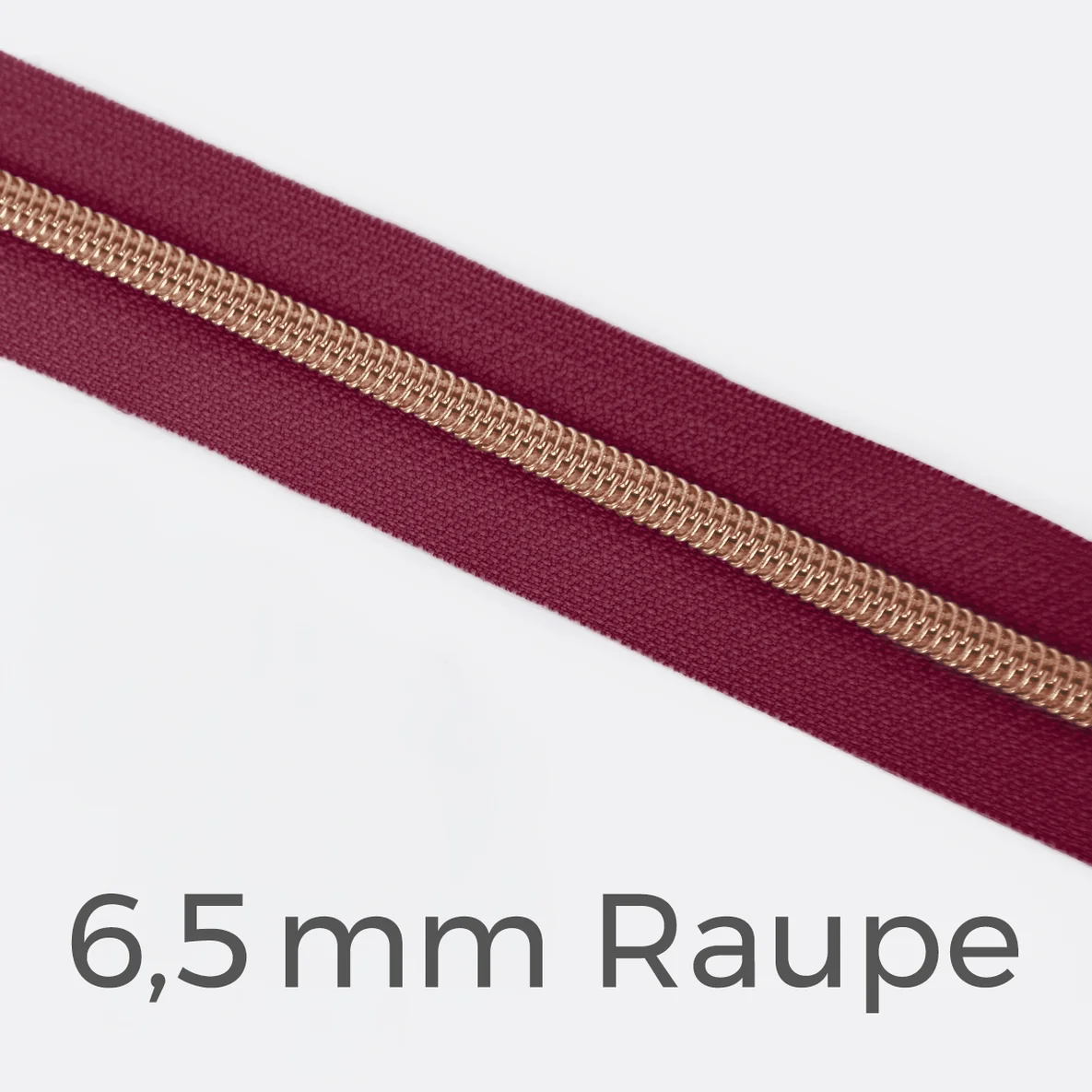 Reißverschluss Meterware Metallisiert Kupfer 6,5mm Helle Beere D525