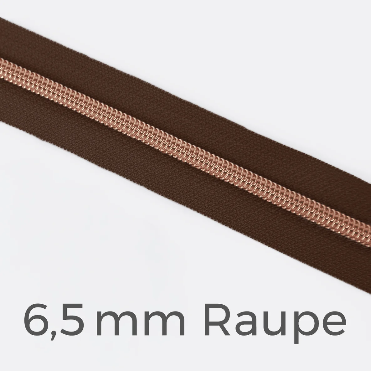 Reißverschluss Meterware Metallisiert Kupfer 6,5mm Dunkelbraun D568