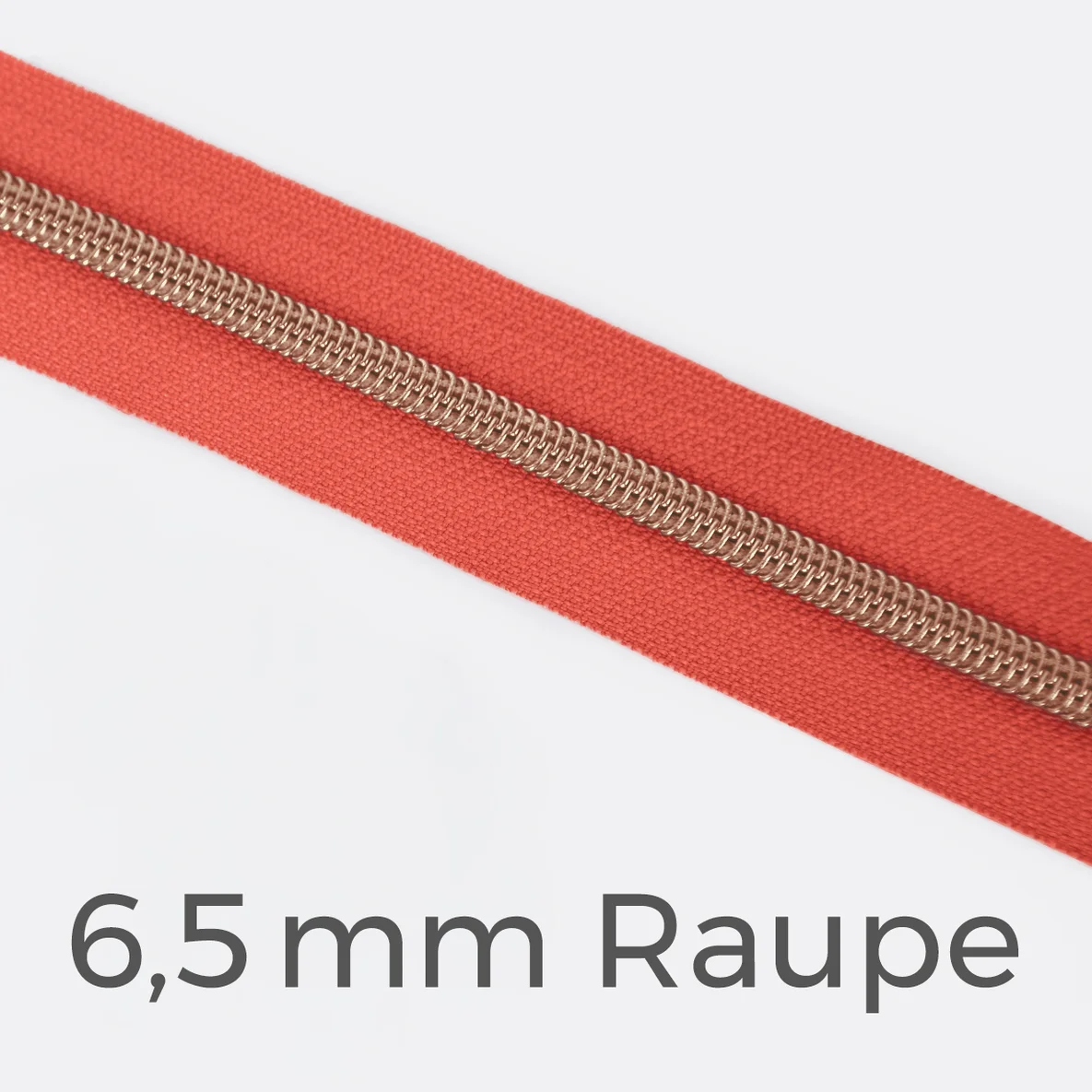 Reißverschluss Meterware Metallisiert Kupfer 6,5mm Koralle D816