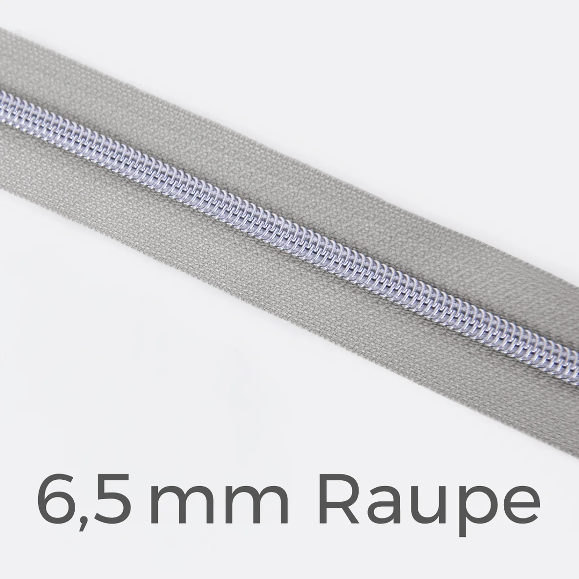 Reißverschluss Meterware Metallisiert Silber 6,5mm Mausgrau B24