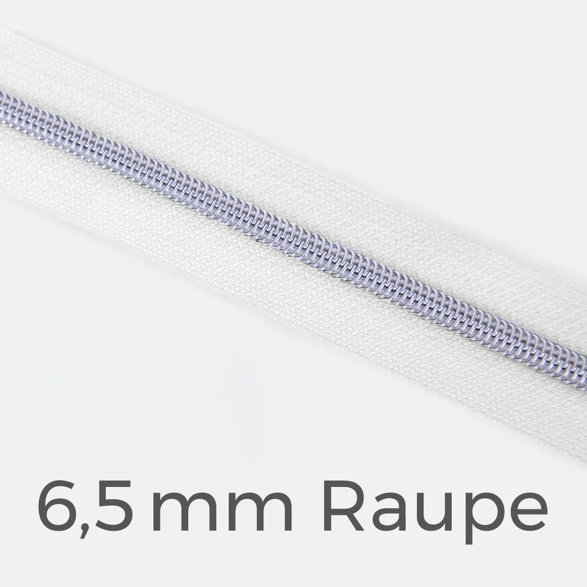 Reißverschluss Meterware Metallisiert Silber 6,5mm Weiss B3