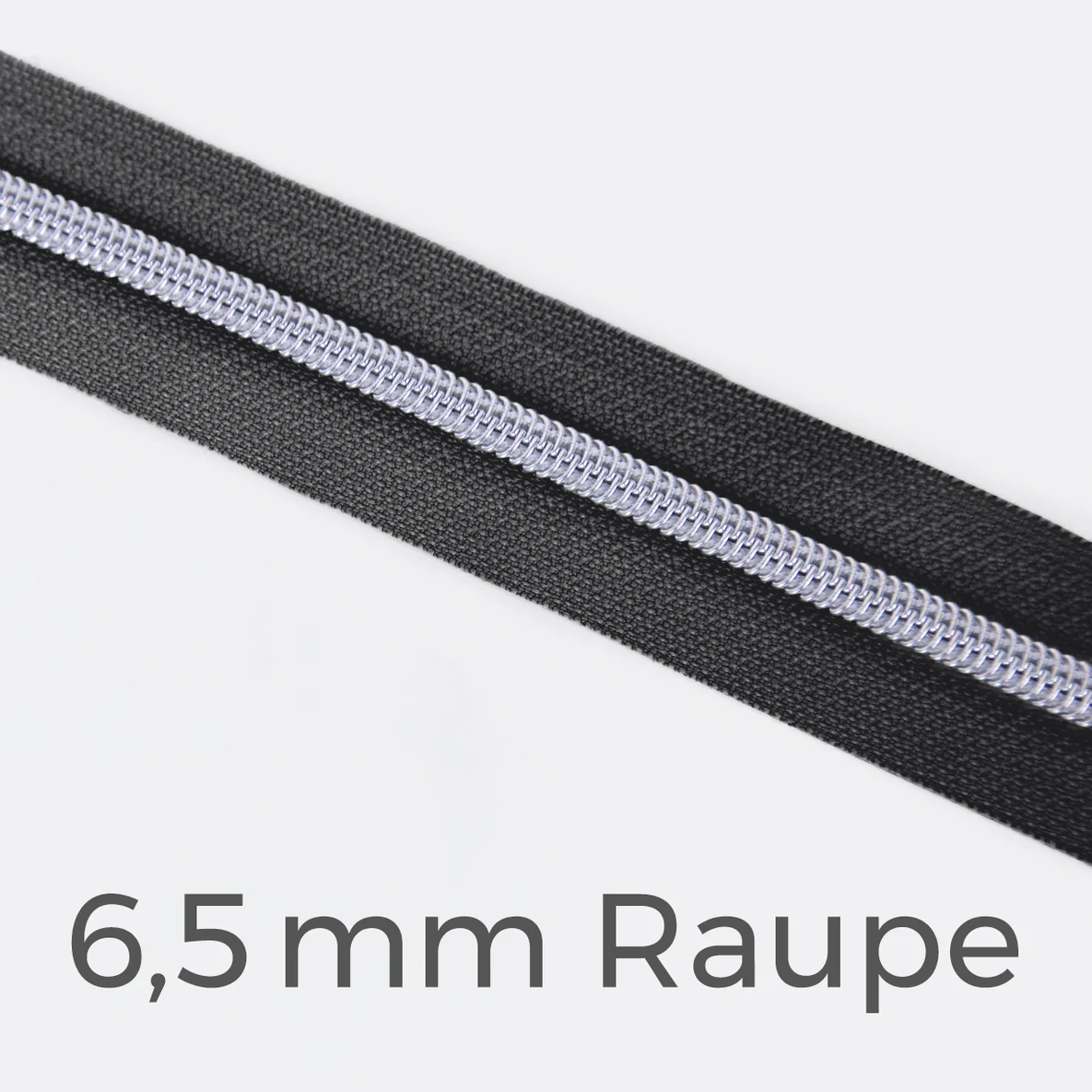 Reißverschluss Meterware Metallisiert Silber 6,5mm Anthrazit B39