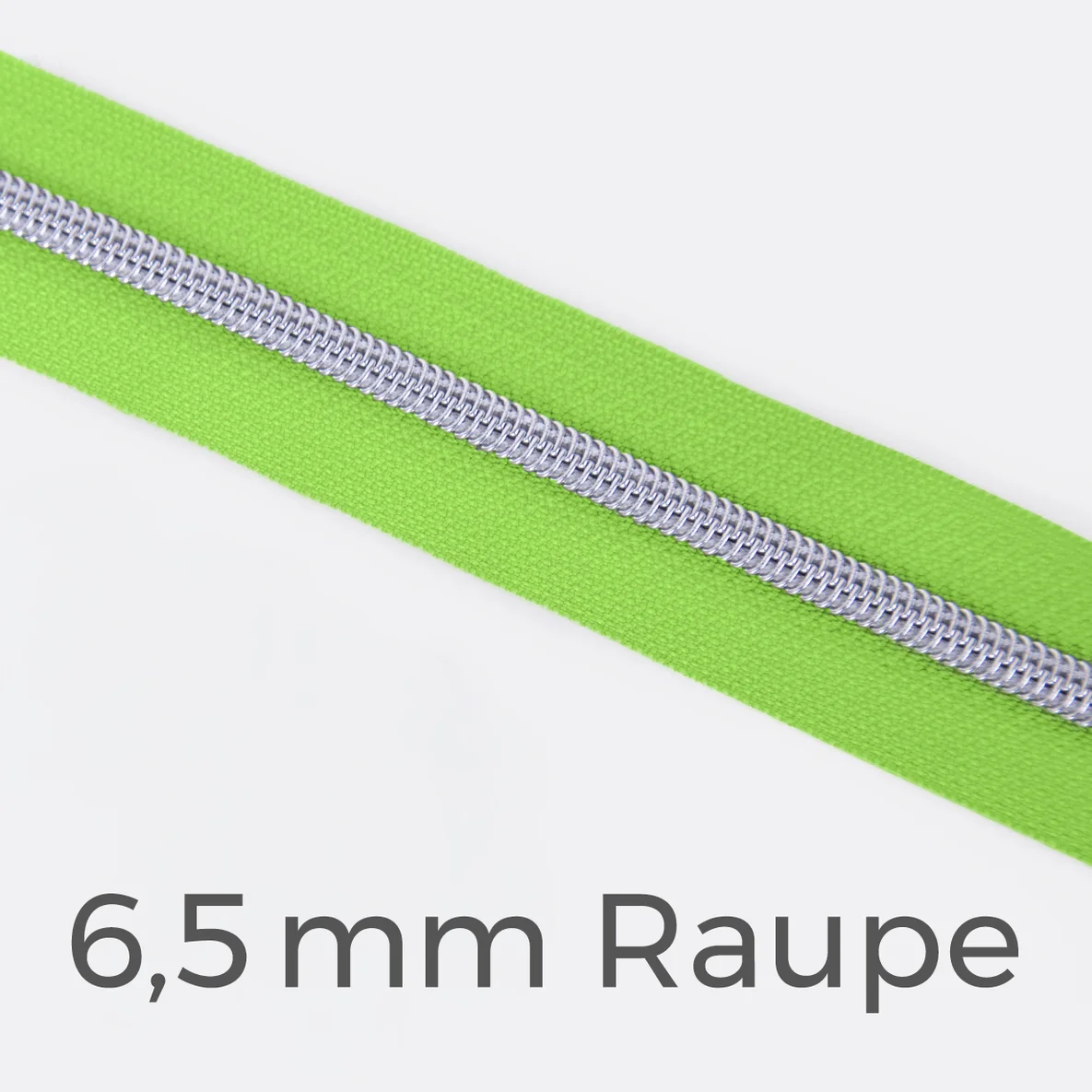 Reißverschluss Meterware Metallisiert Silber 6,5mm Apfelgrün B44