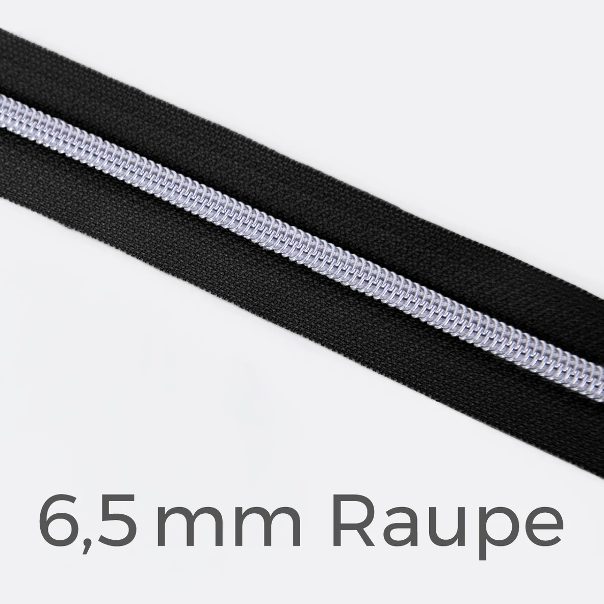 Reißverschluss Meterware Metallisiert Silber 6,5mm Schwarz B5