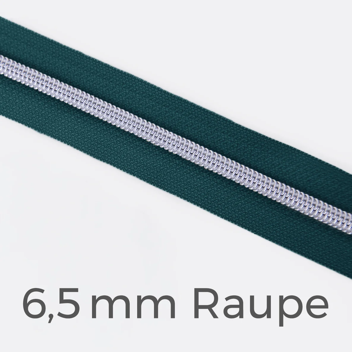 Reißverschluss Meterware Metallisiert Silber 6,5mm Petrol D103