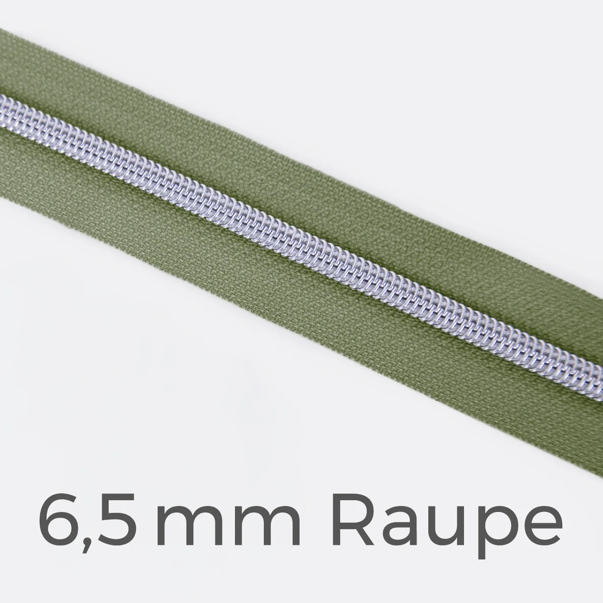 Reißverschluss Meterware Metallisiert Silber 6,5mm Army D170