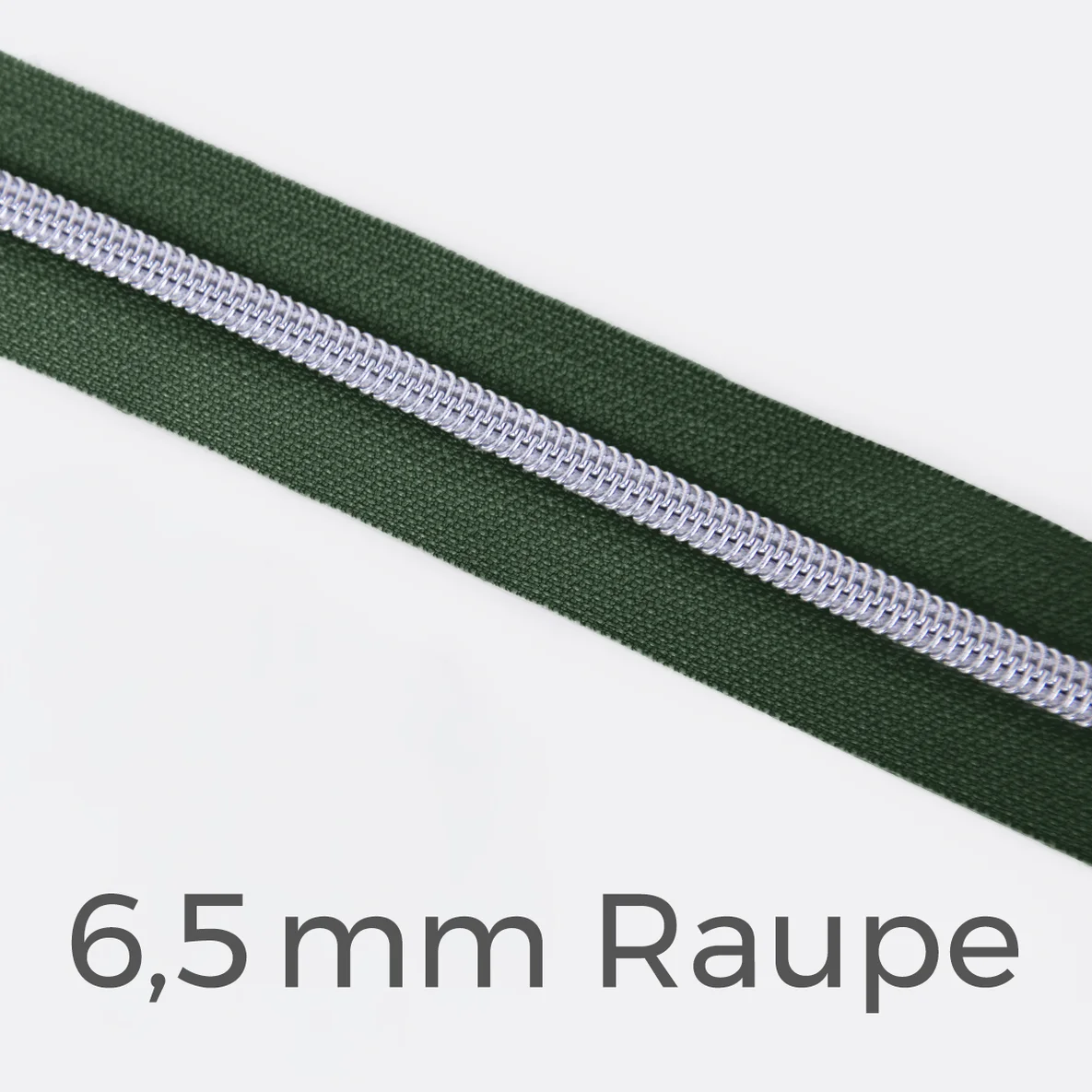 Reißverschluss Meterware Metallisiert Silber 6,5mm Dunkelgrün D190