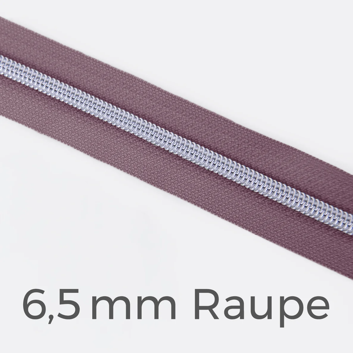 Reißverschluss Meterware Metallisiert Silber 6,5mm Blasslila D206
