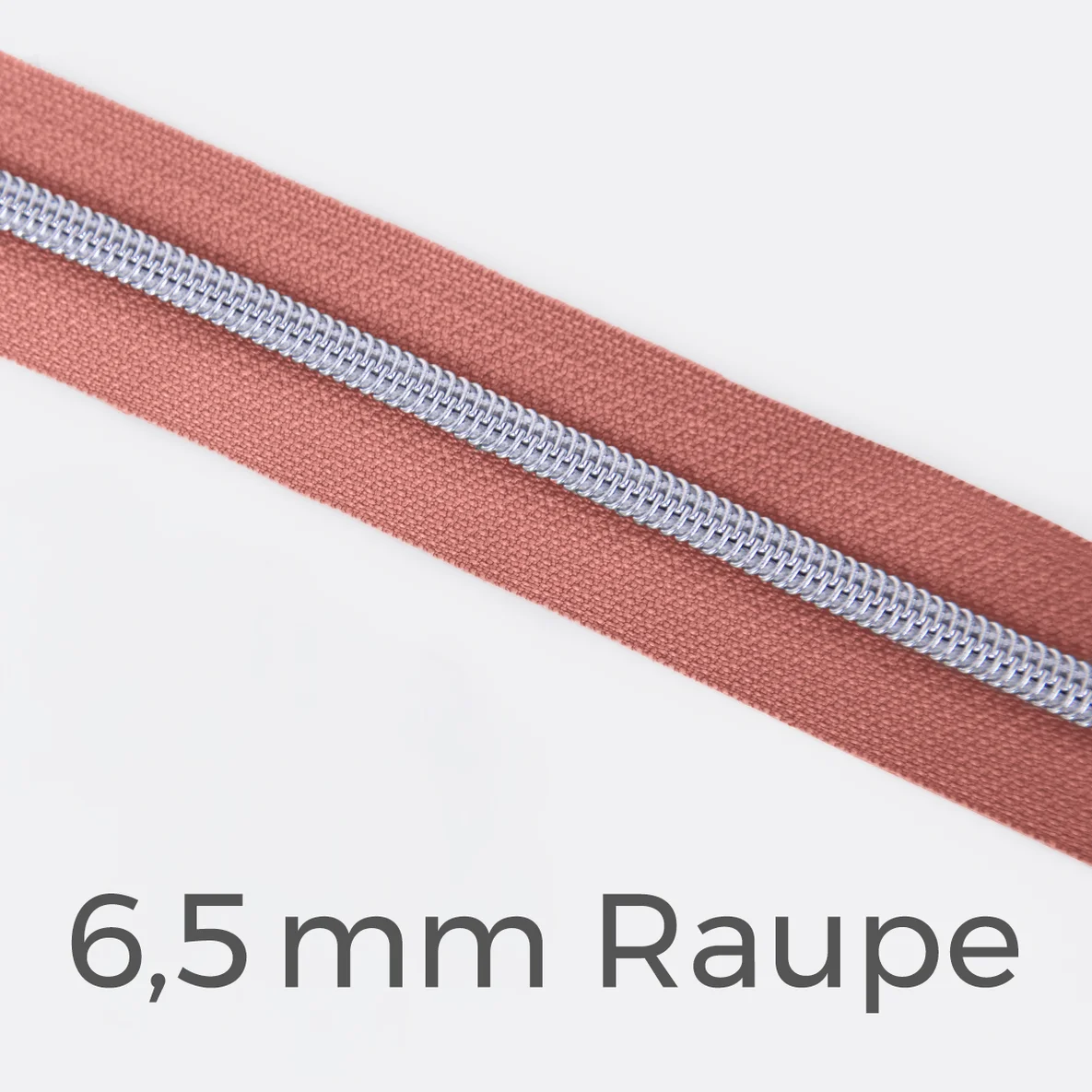 Reißverschluss Meterware Metallisiert Silber 6,5mm Altrosa D213