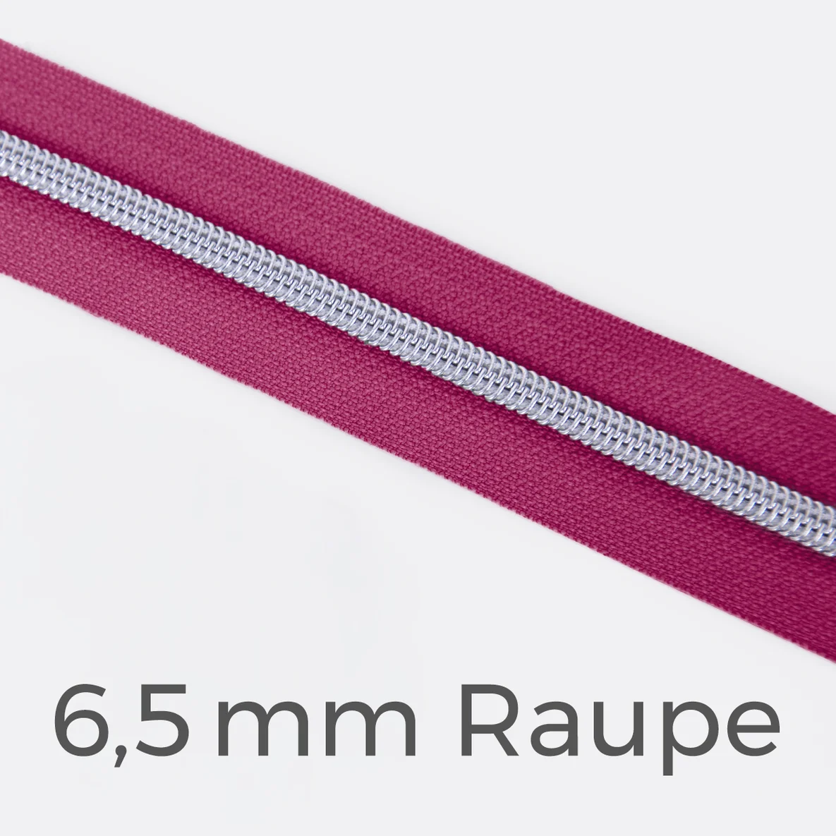 Reißverschluss Meterware Metallisiert Silber 6,5mm Fuchsia D258
