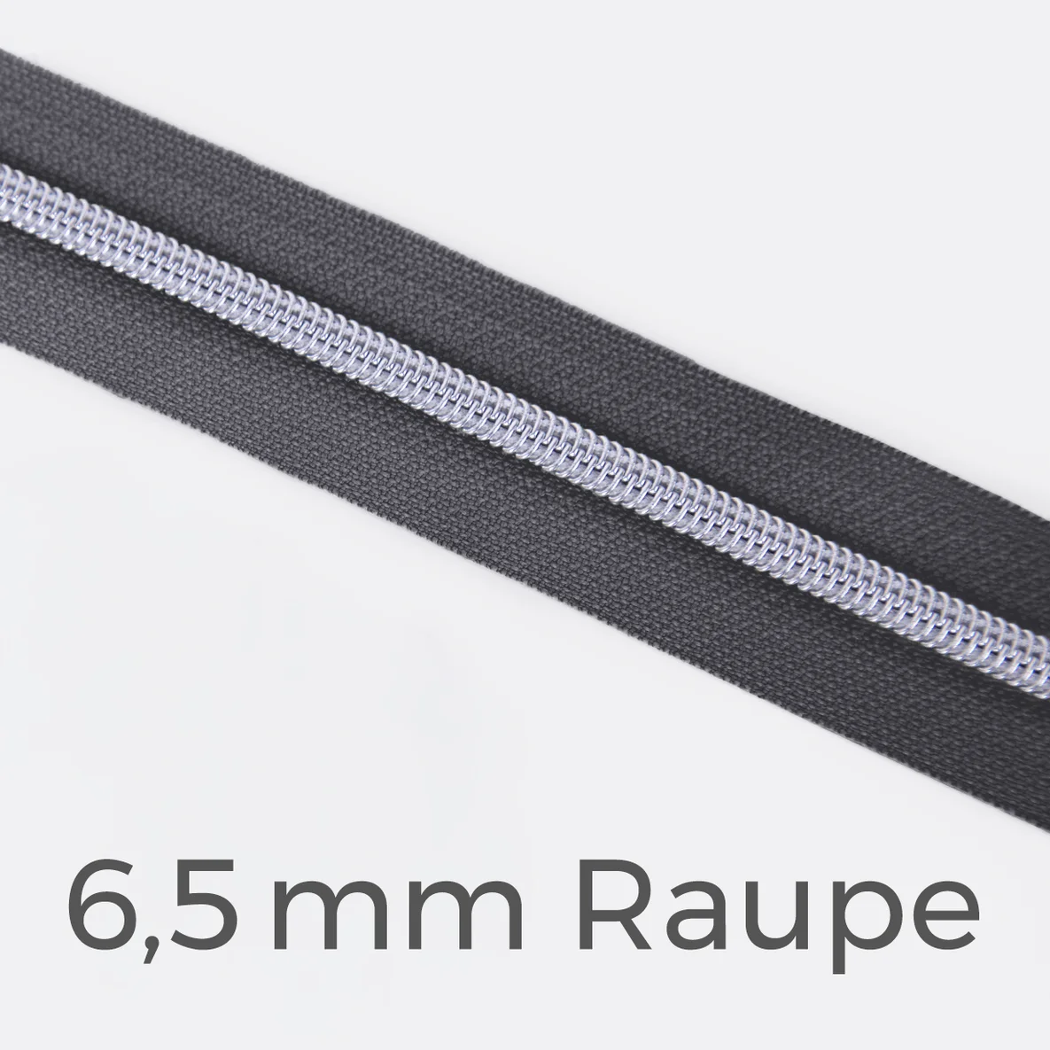 Reißverschluss Meterware Metallisiert Silber 6,5mm Dunkelgrau D306