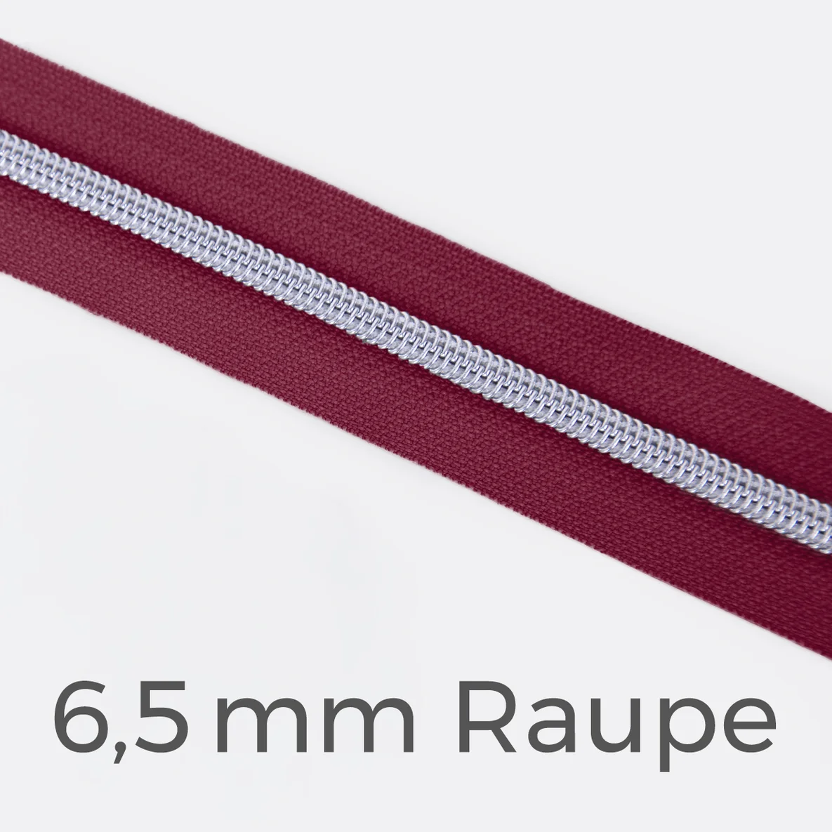 Reißverschluss Meterware Metallisiert Silber 6,5mm Helle Beere D525