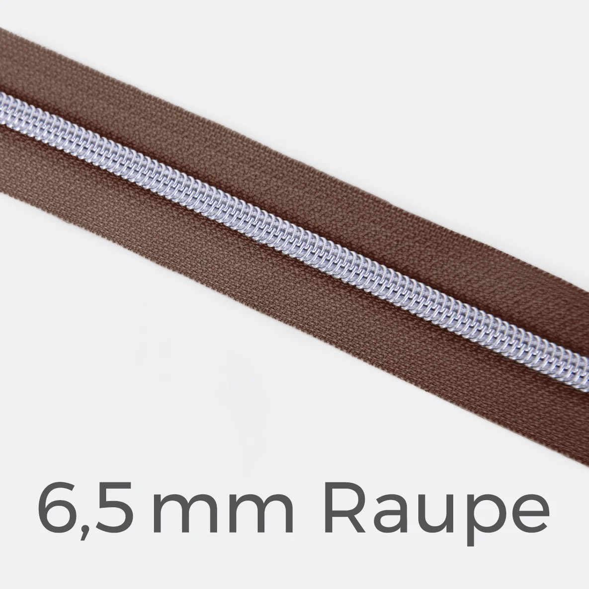 Reißverschluss Meterware Metallisiert Silber 6,5mm Dunkelbraun D568
