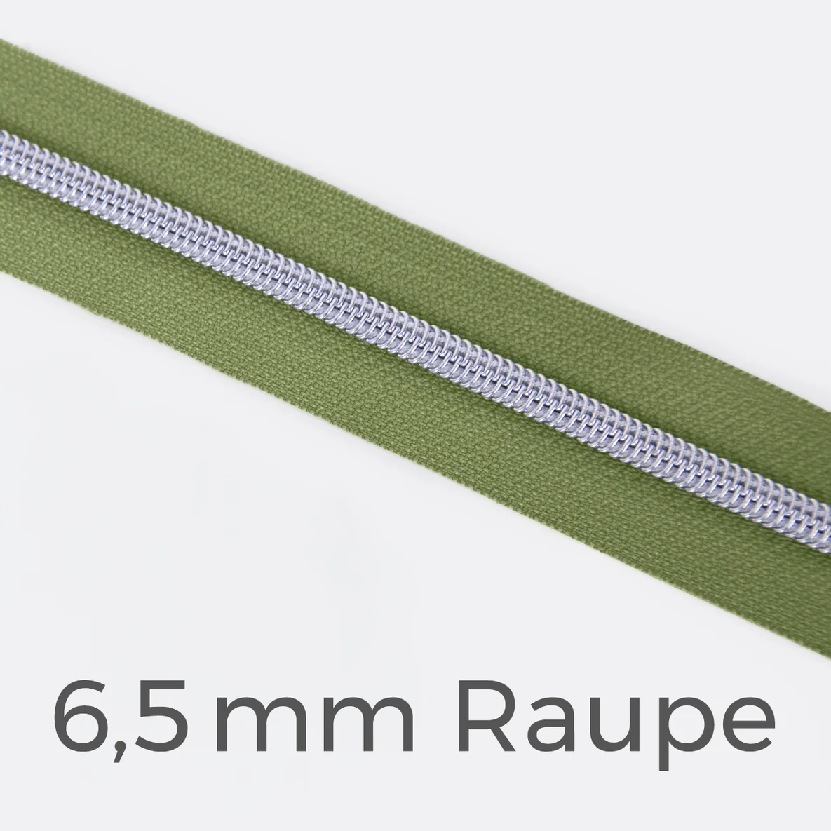 Reißverschluss Meterware Metallisiert Silber 6,5mm Oliv D887