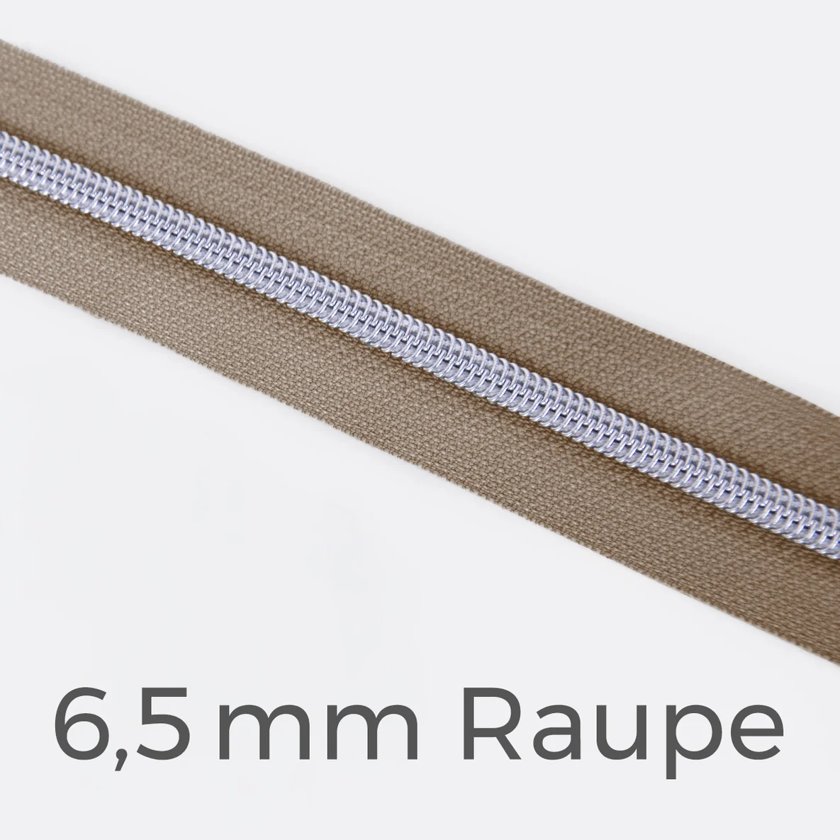 Reißverschluss Meterware Metallisiert Silber 6,5mm Taupe D894
