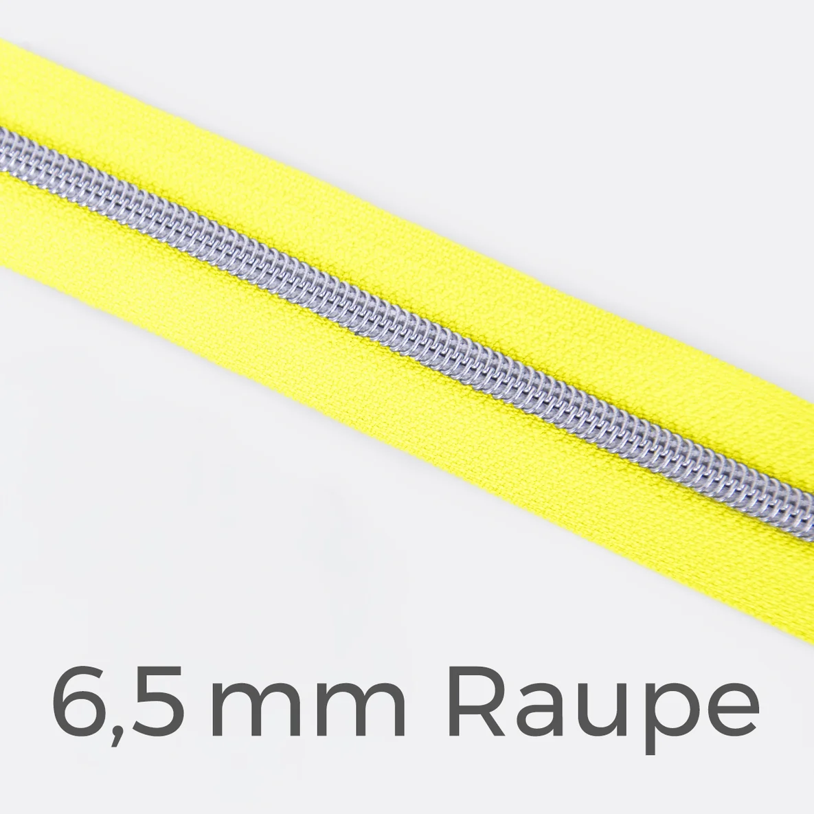 Reißverschluss Meterware Metallisiert Silber 6,5mm Neongelb PT803