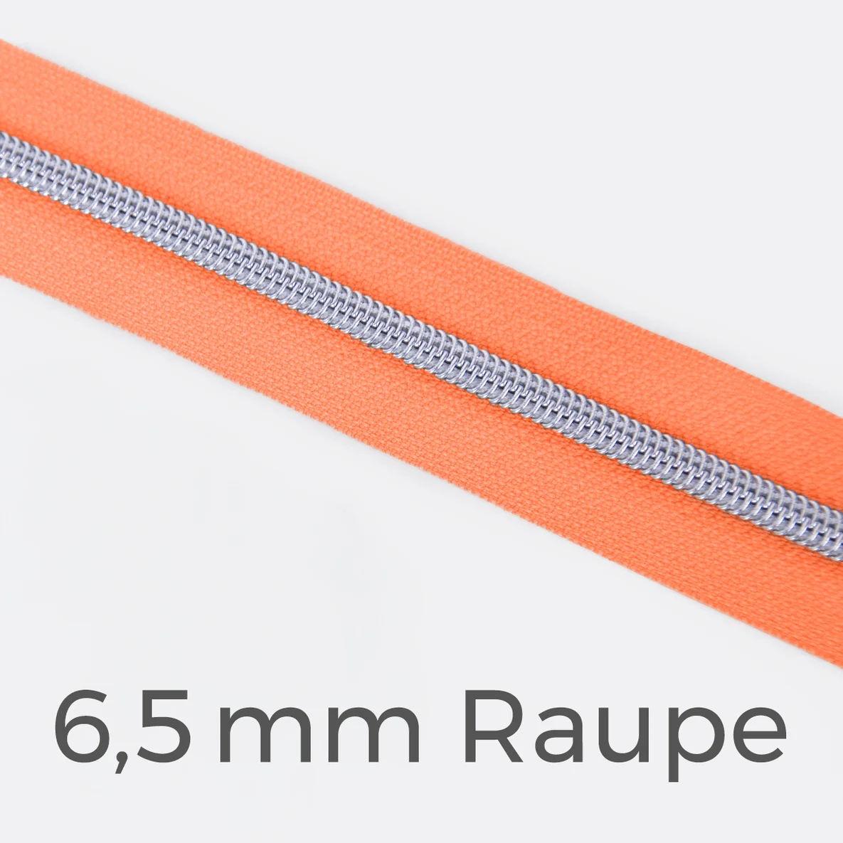 Reißverschluss Meterware Metallisiert Silber 6,5mm Neonorange PT805