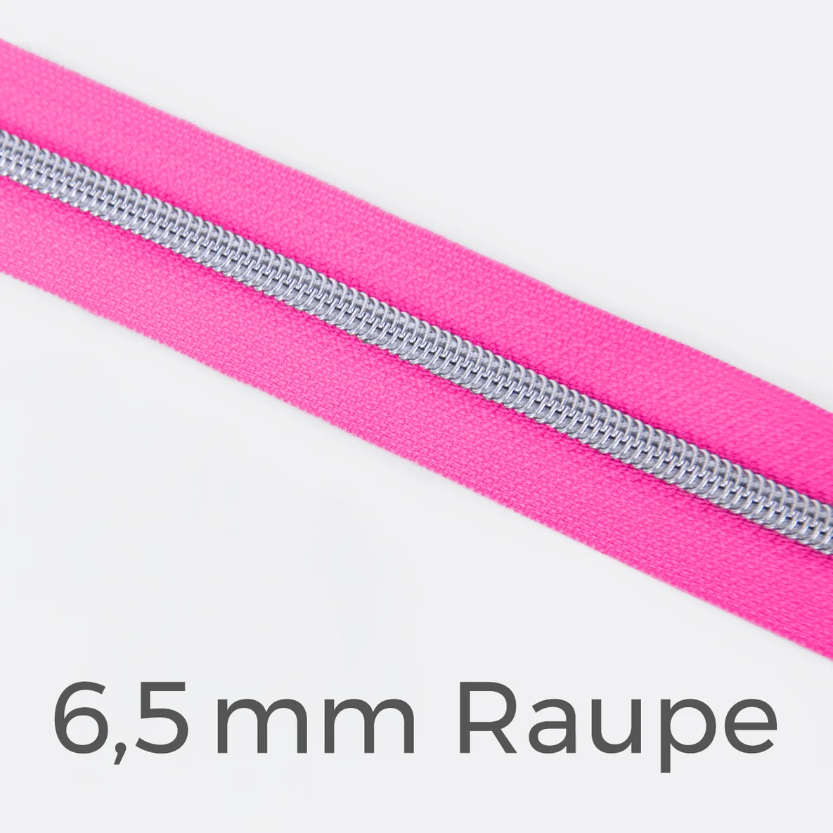 Reißverschluss Meterware Metallisiert Silber 6,5mm Neonpink PT806