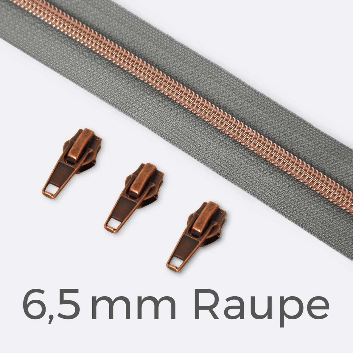Reißverschluss Kupfer 6,5mm Mausgrau B24