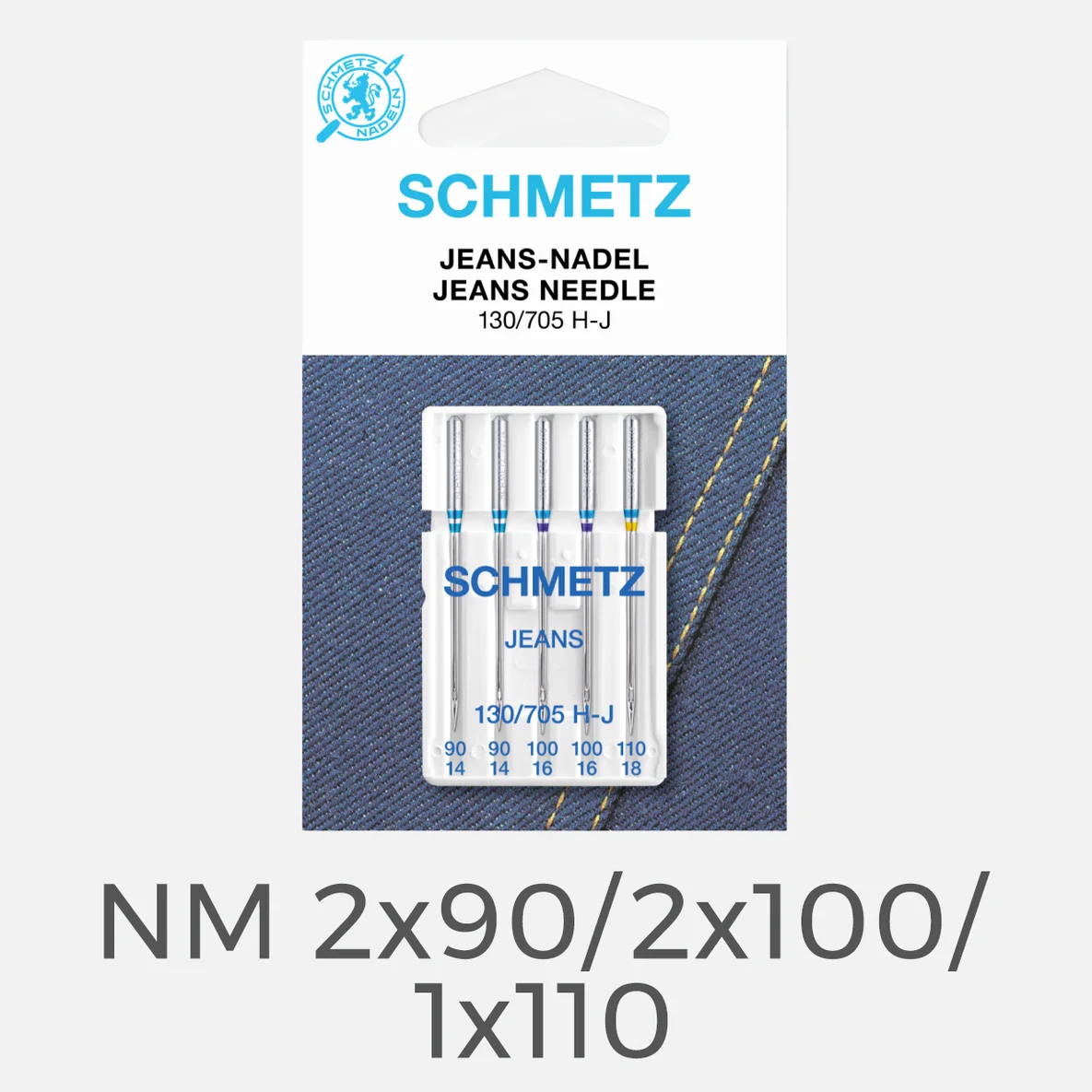 Schmetz Jeans Nähmaschinennadeln 2x90, 2x100, 1x110