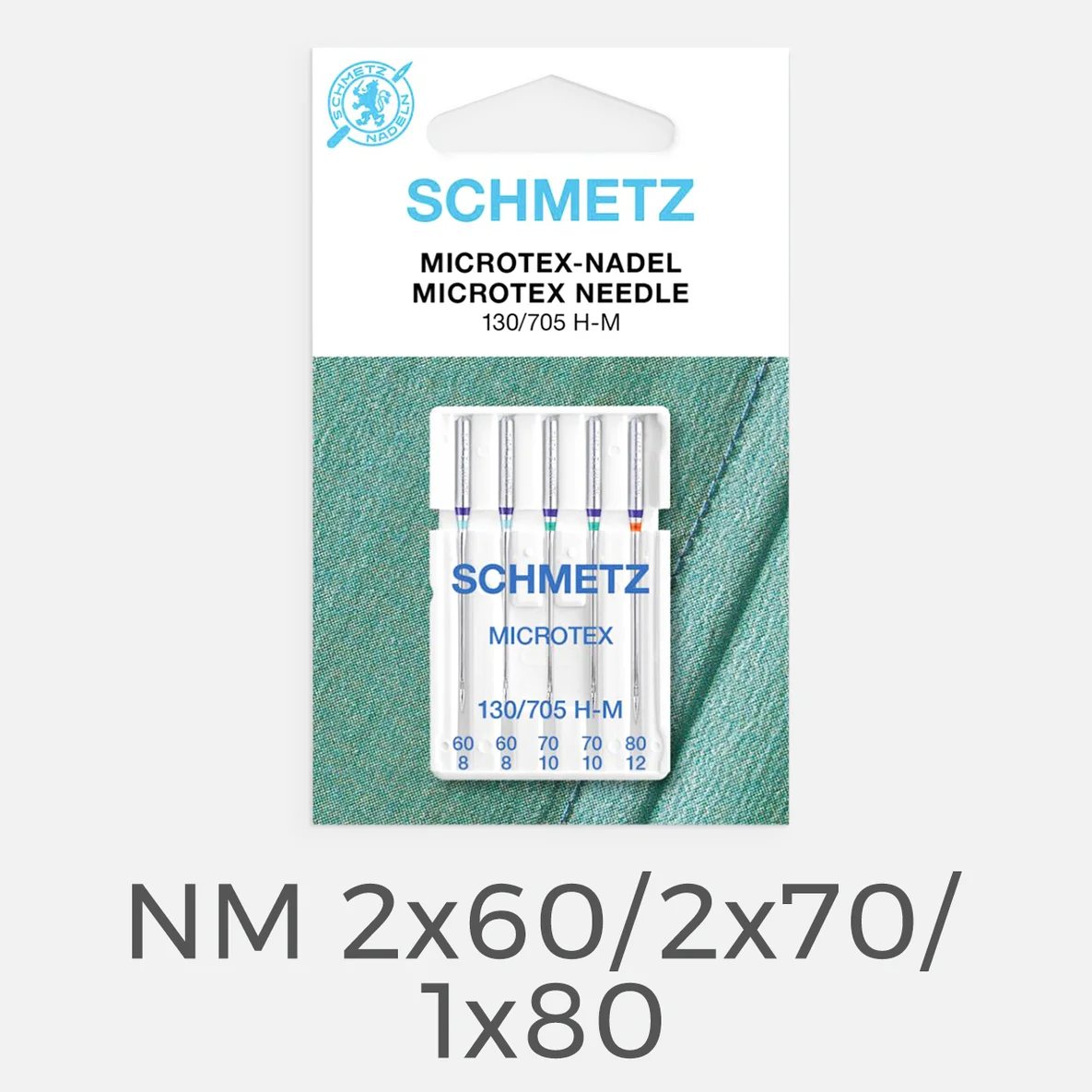 SCHMETZ Microtexnadeln, Nadelstärke 2x60, 2x70, 1x80