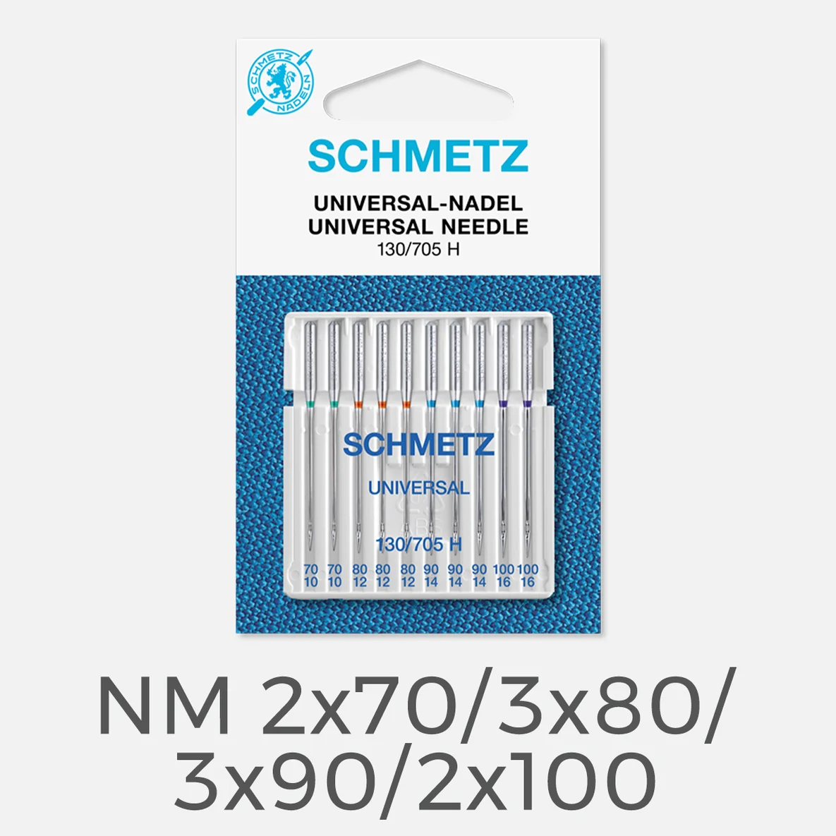 Schmetz Nähmaschinennadeln Universal, 10 Stück, 2x70, 3x80, 3x90, 2x100