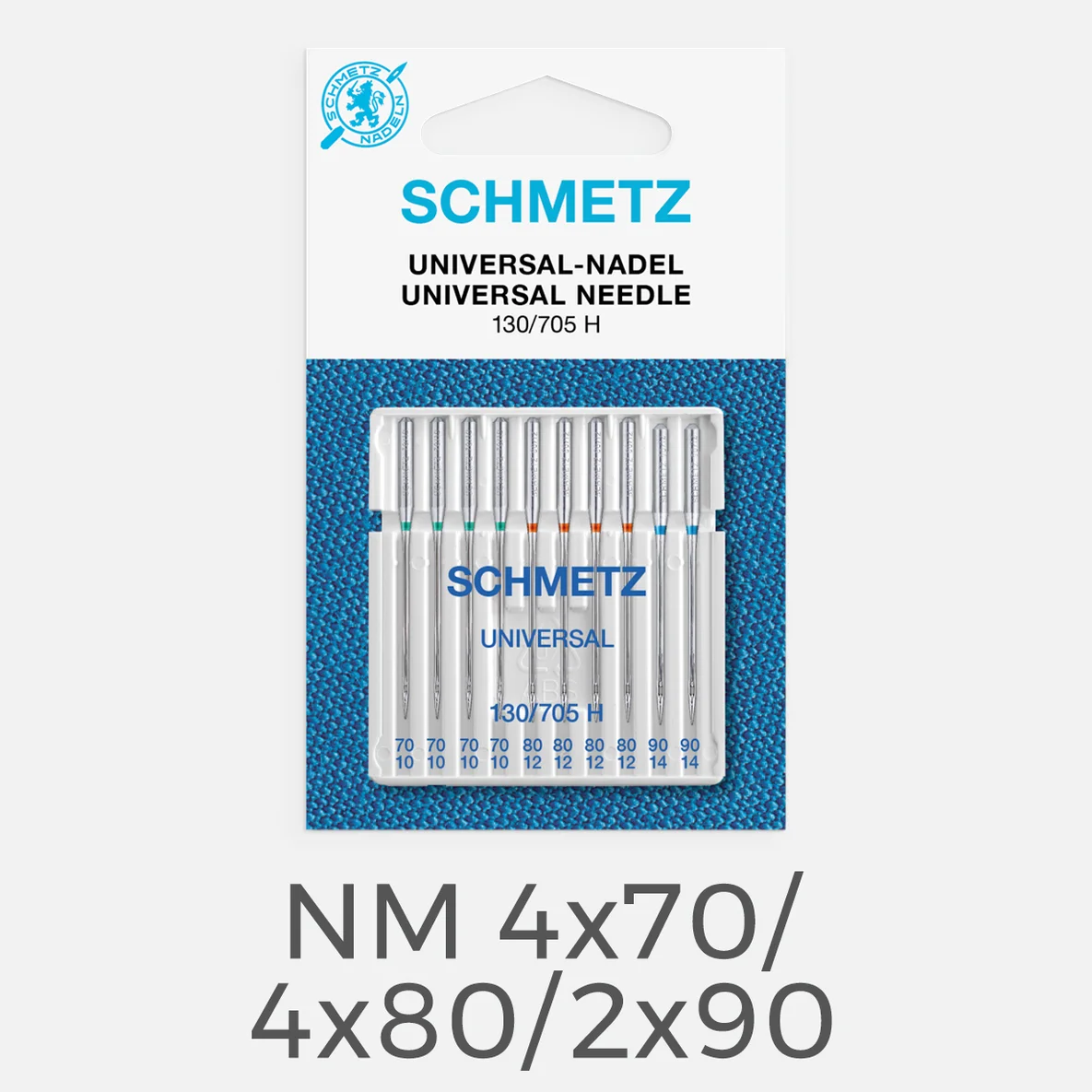 Schmetz Nähmaschinennadeln Universal, 10 Stück, 4x70, 4x80, 2x90
