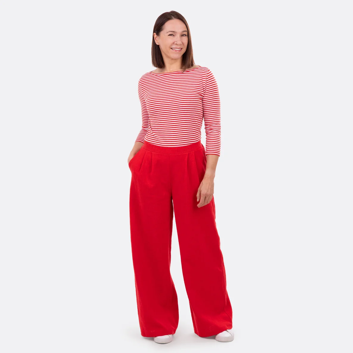 weite Bundfaltenhose aus Leinen zum selber nähen, Schnittmuster "Pina"