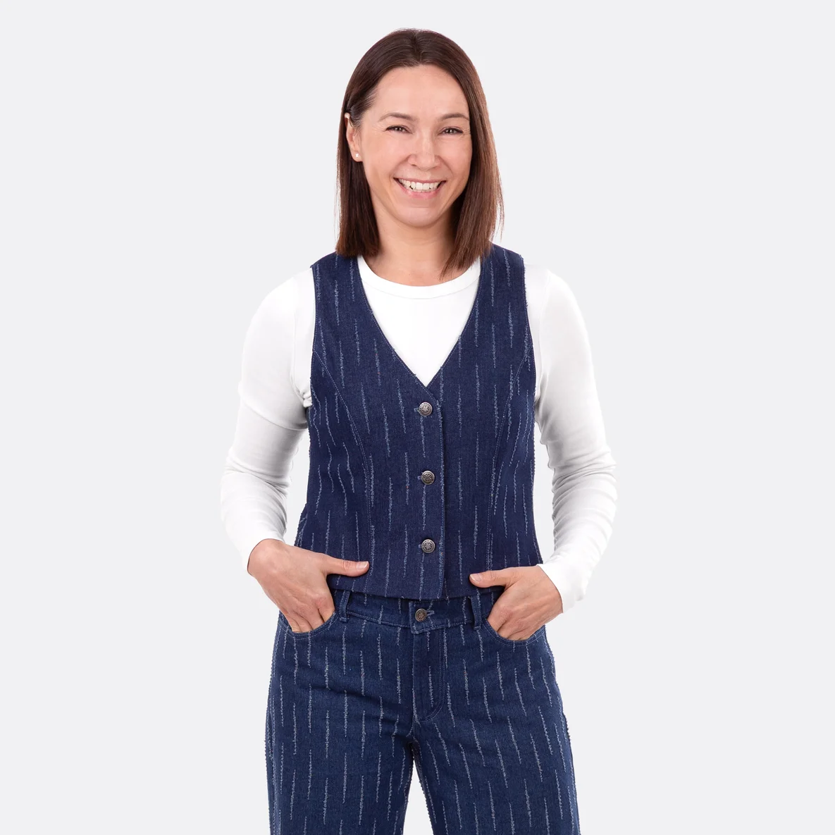 Schnittmuster Damenweste "Madison" aus Denim selbst genäht
