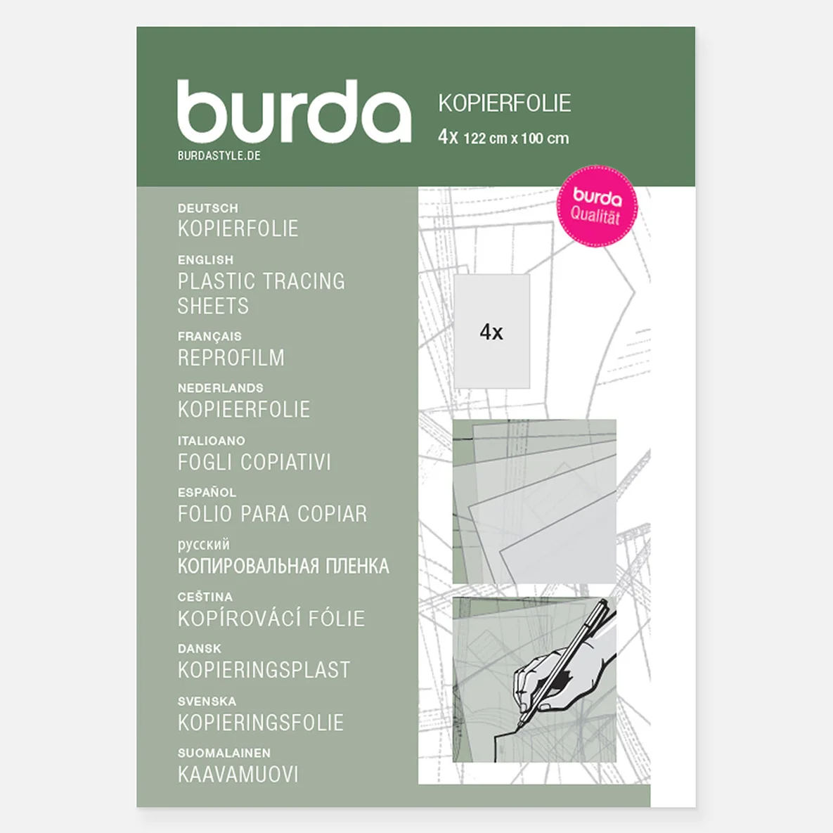 burda Kopierfolie 122 x 100 cm 4 Blatt