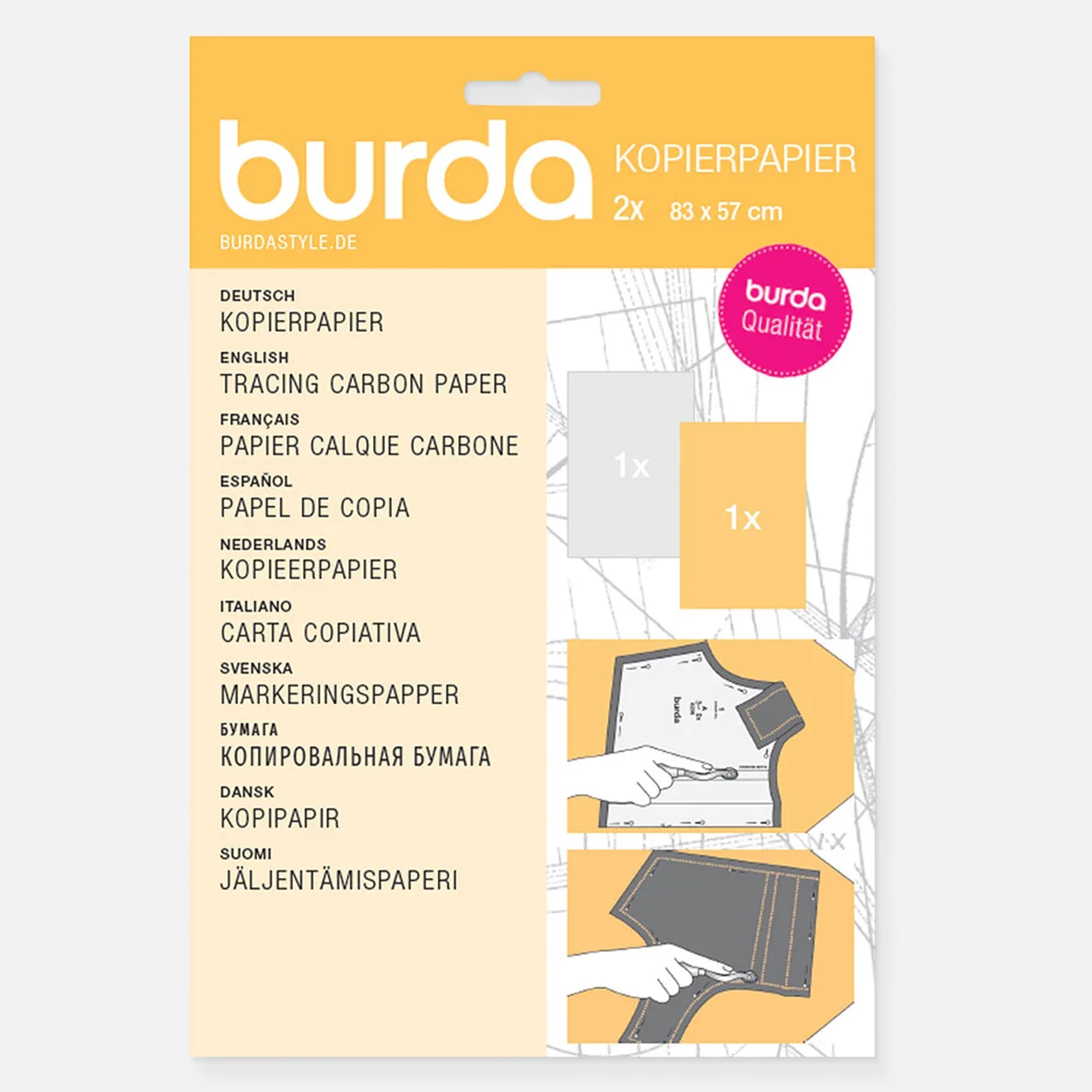 burda Kopierpapier Gelb 83x57cm 2Blatt 