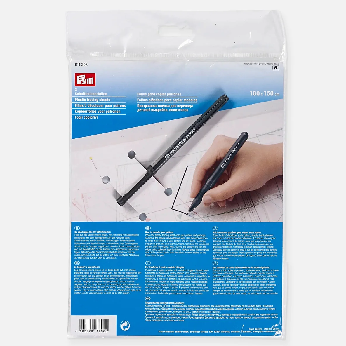 PRYM Kopierset Folie + Stift 100x150cm 3Stück