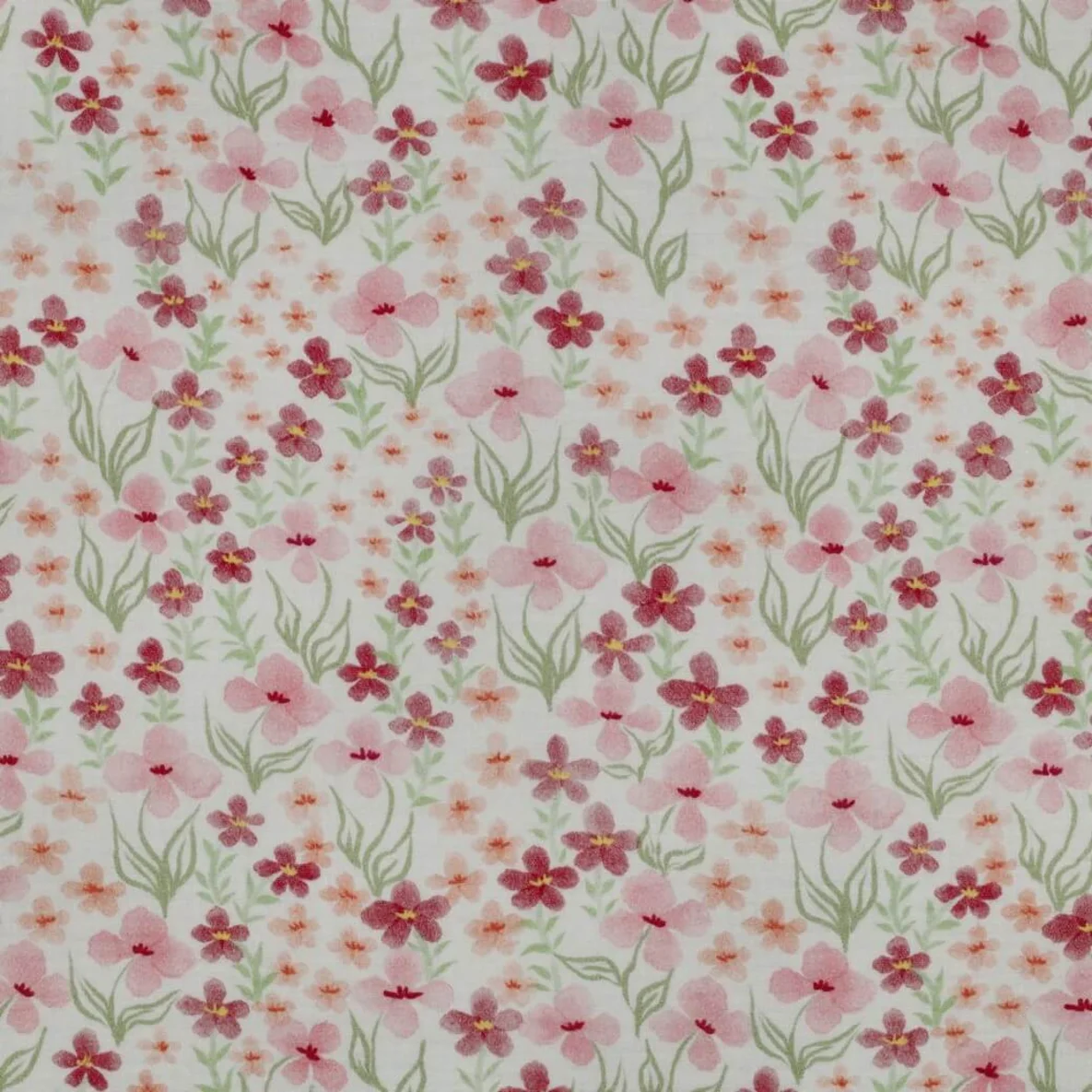  Baumwoll Musselin Double Gauze Digitaldruck Blumengarten Ecru