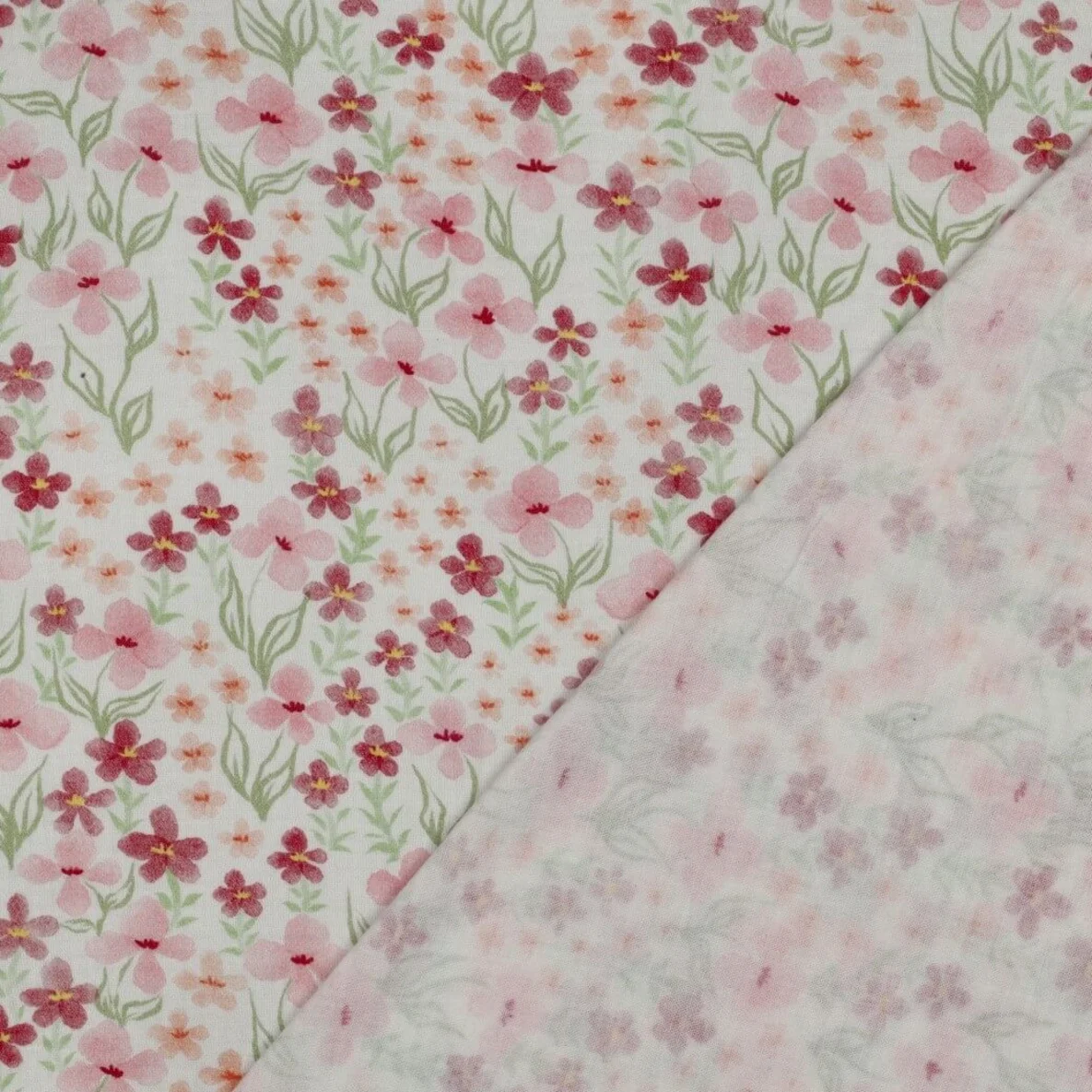  Baumwoll Musselin Double Gauze Digitaldruck Blumengarten Ecru