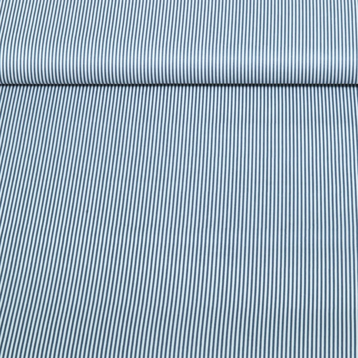  Baumwoll Popeline Ministreifen Blau