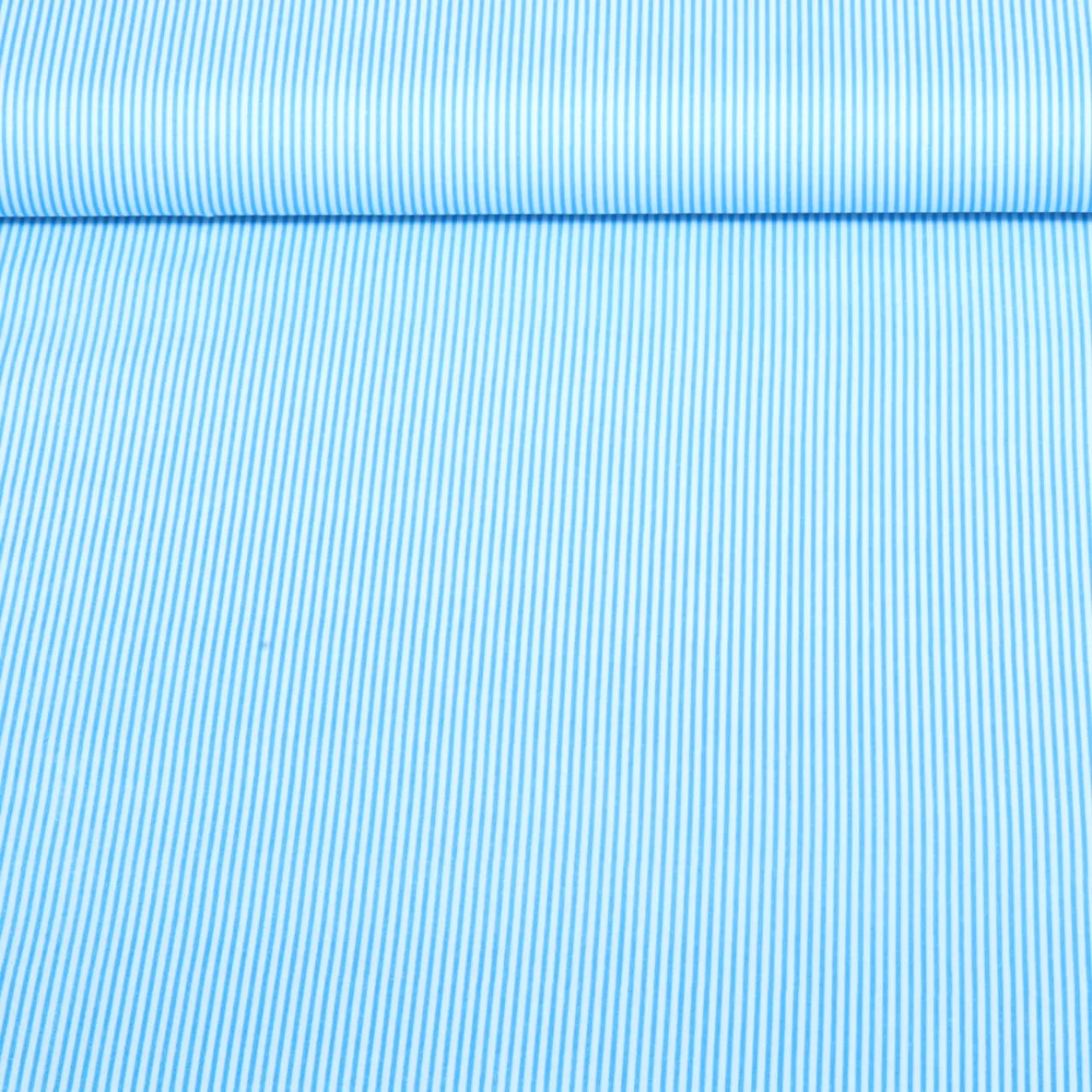  Baumwoll Popeline Ministreifen Hellblau