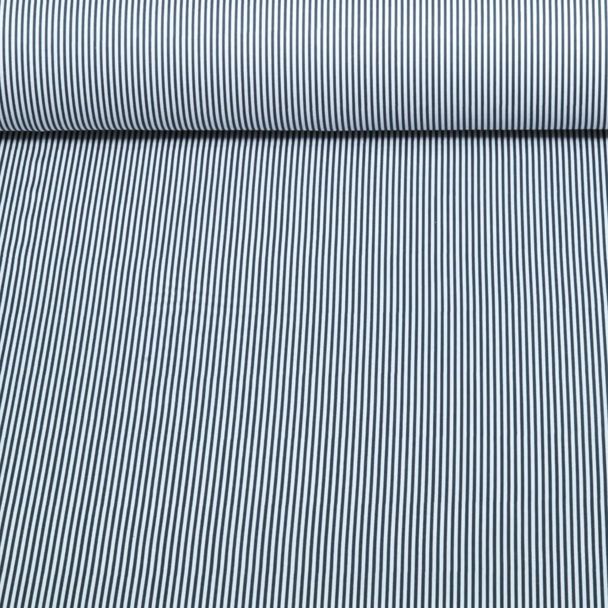  Baumwoll Popeline Ministreifen Marine