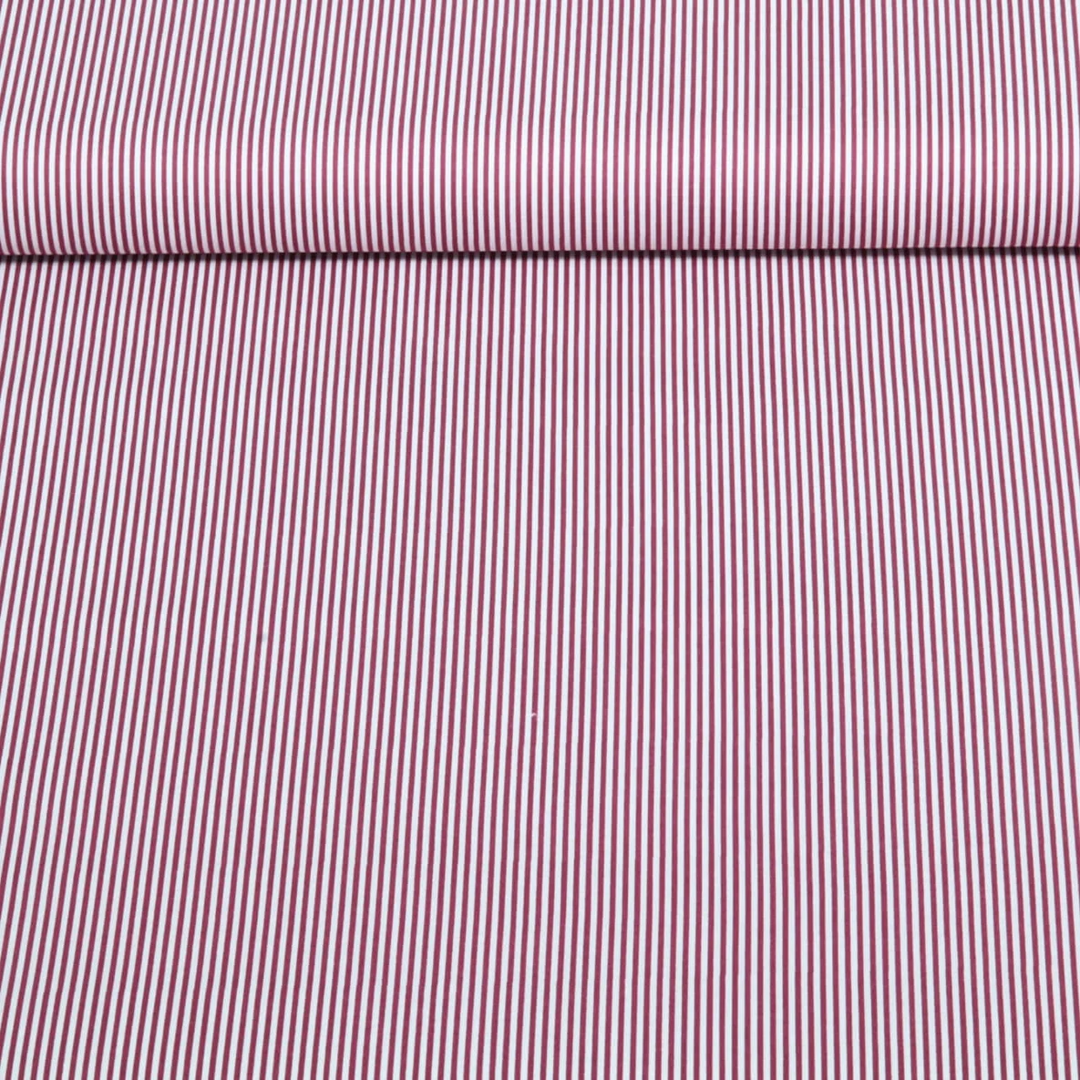  Baumwoll Popeline Ministreifen Rot