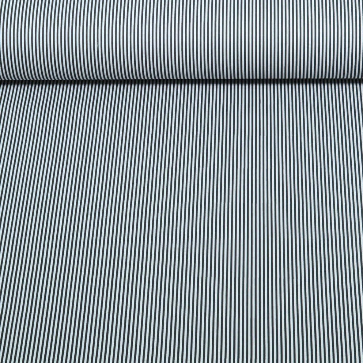  Baumwoll Popeline Ministreifen Schwarz