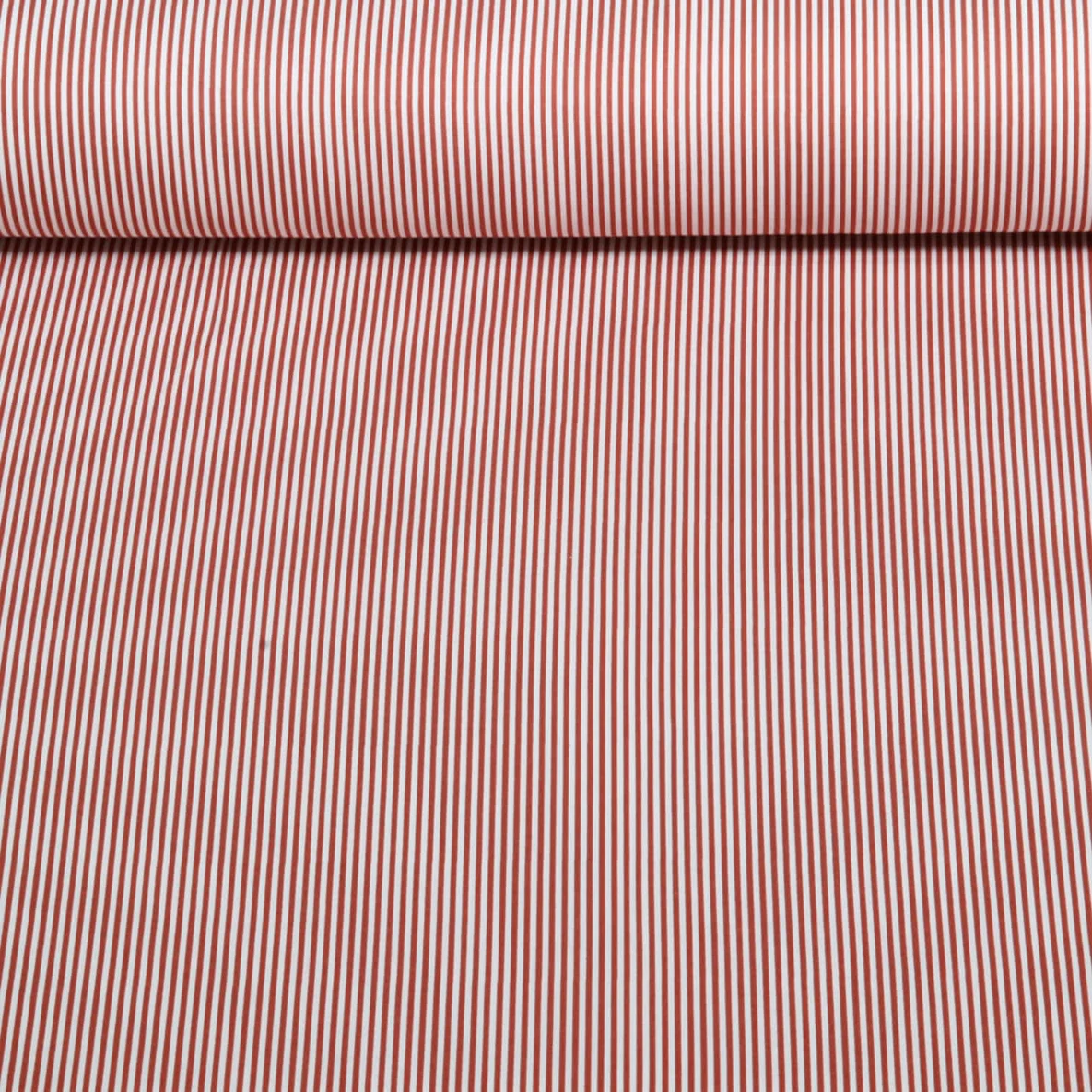  Baumwoll Popeline Ministreifen Ziegelrot