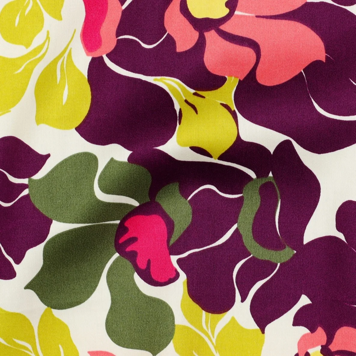  Baumwollsatin Blüten Aubergine