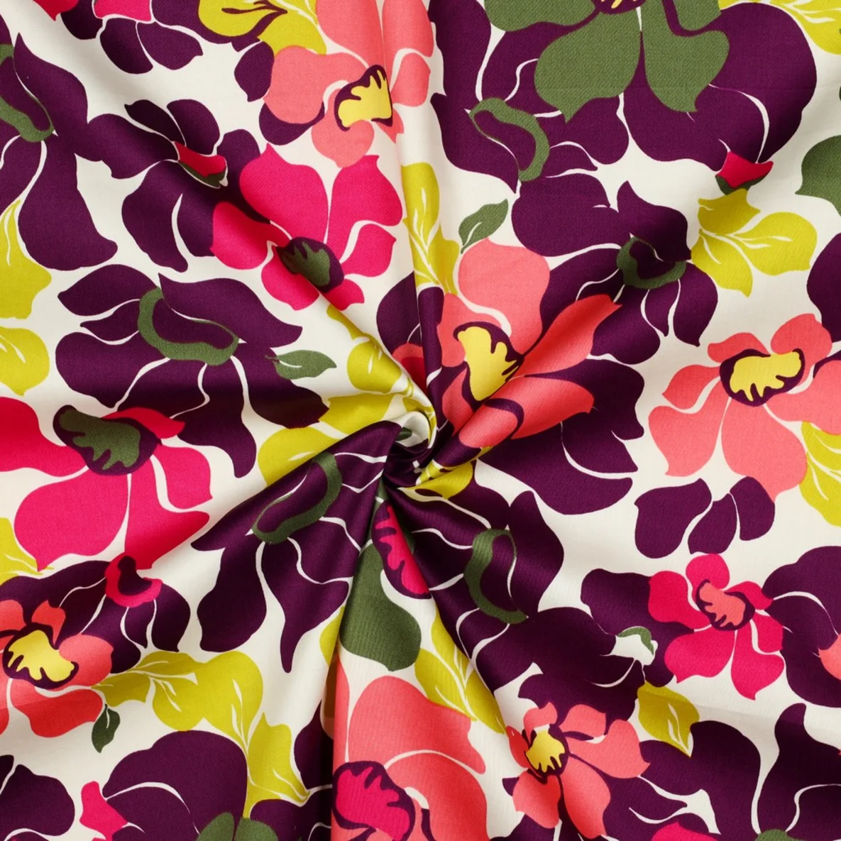  Baumwollsatin Blüten Aubergine
