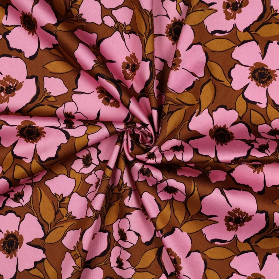  Baumwollsatin Blüten Karamell Rosa