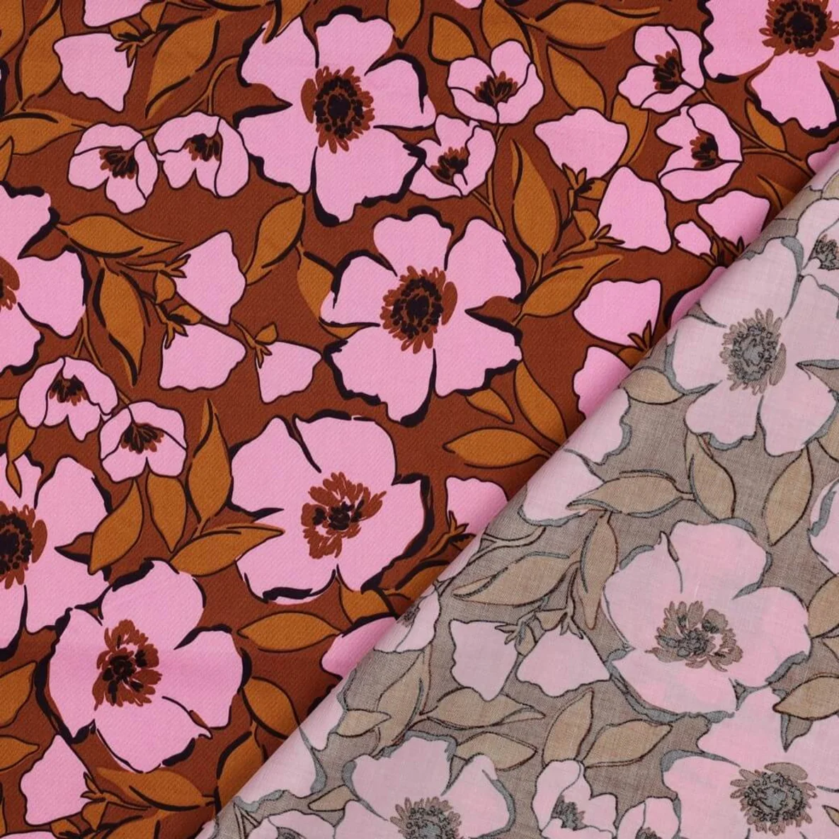  Baumwollsatin Blüten Karamell Rosa