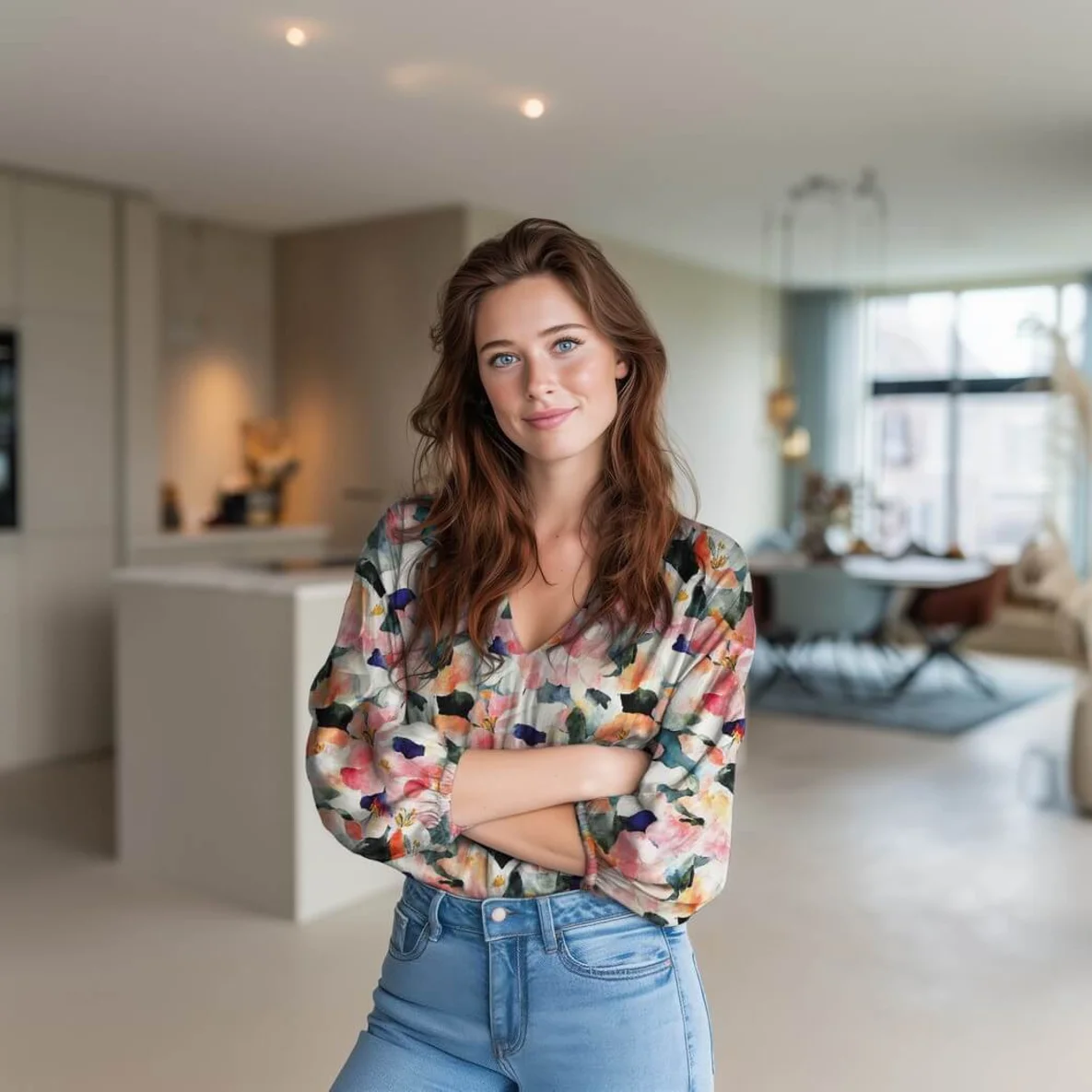  Viskose Satin  Digitaldruck Blüten Aquarell Rosa