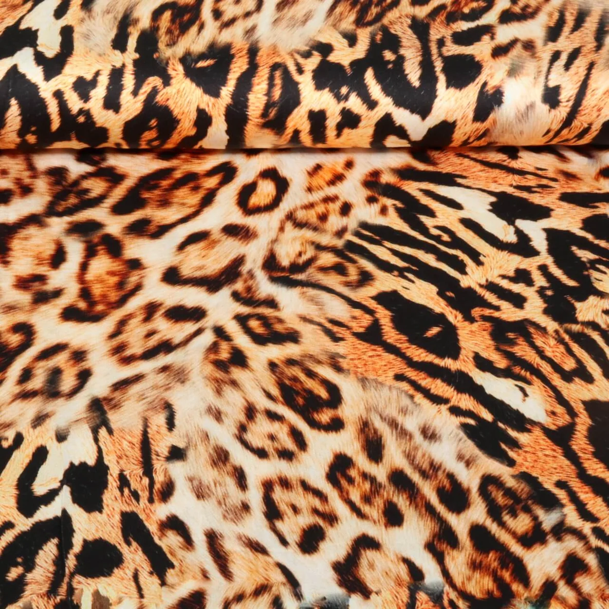  Viskose Satin Digitaldruck Leo Beige